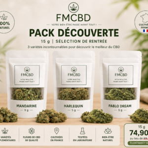 Pack découverte CBD FMCBD 15g fleurs CBD Mandarine Harlequin Pablo Dream